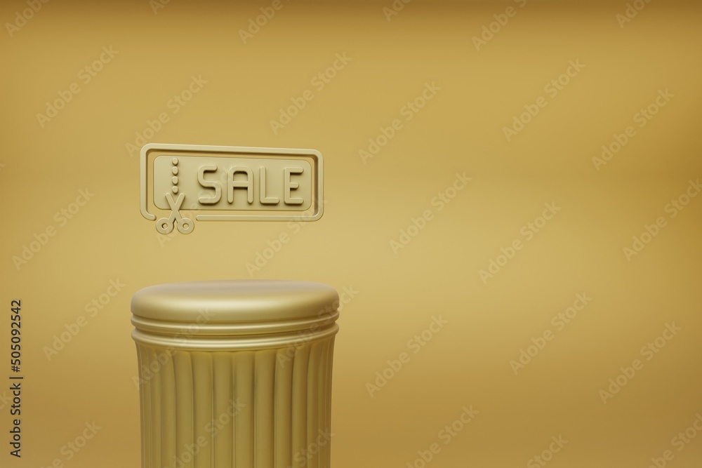 Poster beautiful abstract illustrations golden sale badge symbol icons on a golden column and wonderful bac