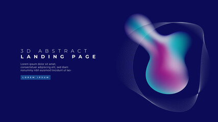 Liquid color background design. Modern gradient blue fluid landing page. Gradient shapes composition. Futuristic design banner