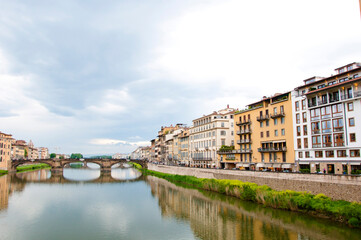 Ponte Santa Trinita StTrinity bridge over river Arno in Florence, Italy.