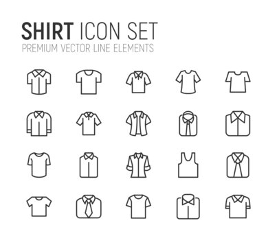 Simple line set of shirt icons.