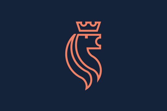 Lion King Logo Template with Crown