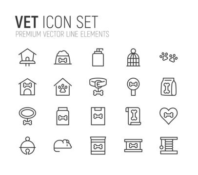 Simple line set of vet icons.