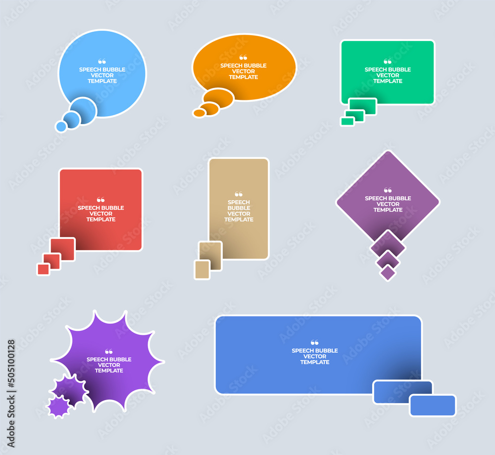 Poster vector colored speech bubble of a geometric shape, with duplication, with shadows.
