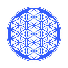 Obraz premium Sign of a flower of life, a pattern of blue circles