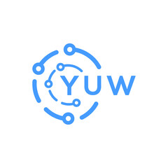 YUW technology letter logo design on white  background. YUW creative initials technology letter logo concept. YUW technology letter design.