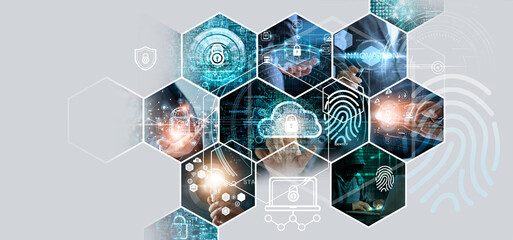 Business and security in Internet network connection, Data privacy protection, Banking and...