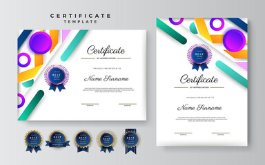 Set of realistic element abstract colorful certificate design template - Powered by Adobe