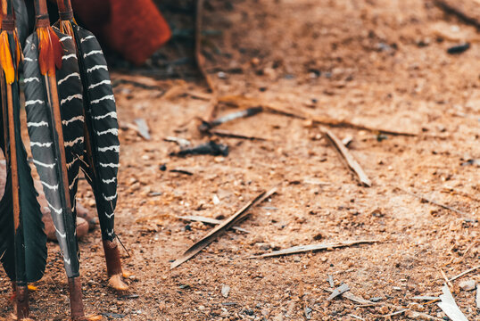 Hand made feathered indian arrows