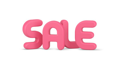 Naklejka na ściany i meble Sale pink displaced font business message shopping retail decorative design realistic 3d icon vector