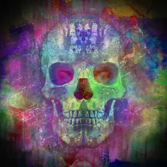Poster abstract colored artistic skull, graphic design concept © reznik_val