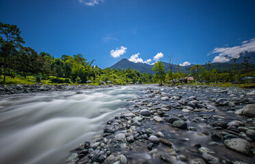 Clear water flowing over rocks from Mt.Kinabalu,Sabah Malaysia.
