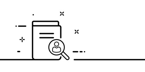 Personal information line icon. Data, man, people, book, document, file, dossier, questionnaire, magnifying glass, client, employee, folder, research, work. Business concept. One line style