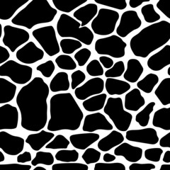 Vector black giraffe print pattern animal Seamless. Giraffe skin abstract for printing, cutting, and crafts Ideal for mugs, stickers, stencils, web, cover. wall stickers, home decorate and more. - obrazy, fototapety, plakaty
