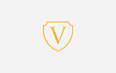 Shield Security and Protection logo design vector with the letter and alphabets V