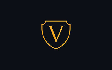Shield Security and Protection logo design vector with the letter and alphabets V