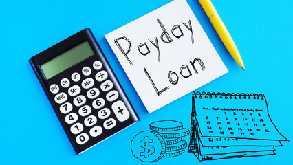 Payday loan is shown using the text - obrazy, fototapety, plakaty