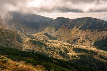 Landscapes of the Carpathians near Lake Nesamovite, Ukrainian Carpathians in autumn.