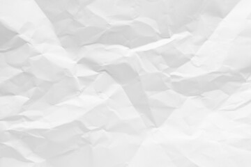 White crumpled paper texture background, clean white wrinkled paper, top view.