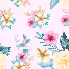 Fototapeta na wymiar Beautiful hand drawing flower seamless pattern design