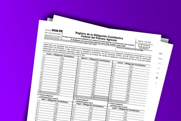 Form 943-A (PR) documentation published IRS USA 43902. American tax document on colored
