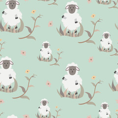 seamless pattern with sheep cartoon background 