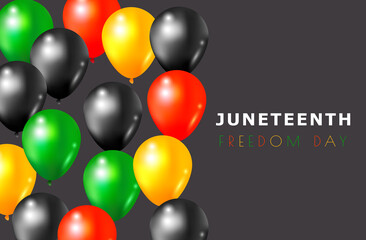 Juneteenth. Freedom Emancipation day. Annual  holiday June 19. African-American history and heritage. Poster greeting card banner background. Vector illustration. African colors