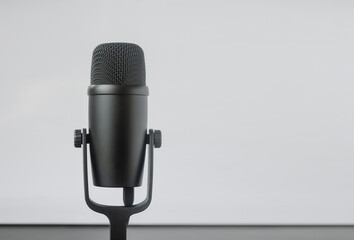 Background with condenser microphone and copy space