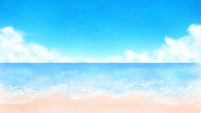 海と砂浜と青空（ワイド）