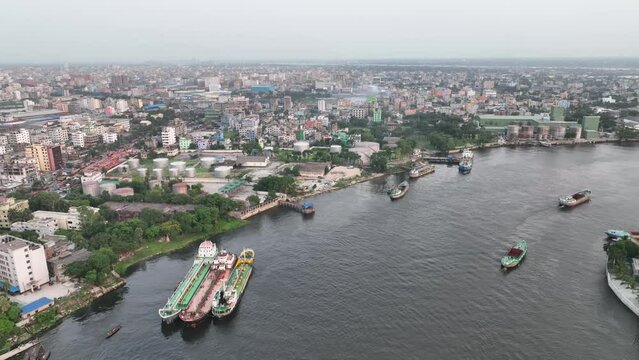 view of the river seine city - Narayangank Dhaka, Bangladesh - Aerial View