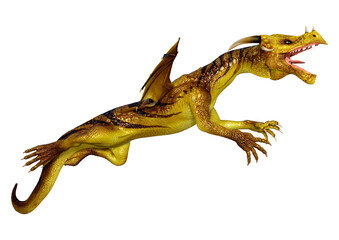 3D Rendering Fairy Tale Dragon on White