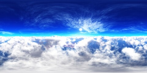 Panorama of clouds, HDRI, environment map , Round panorama, spherical panorama, equidistant projection, panorama 360, flying above the clouds,sky above the clouds, 3D rendering