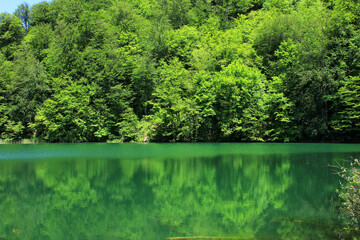 Beautiful blue lake high in the mountains. Ambil.