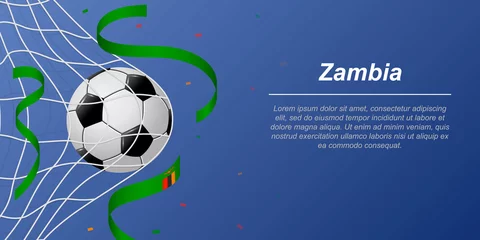 Foto op Aluminium Soccer background with flying ribbons in colors of the flag of Zambia © magr80