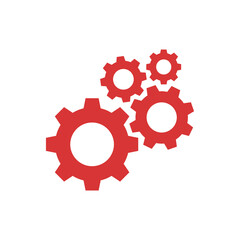 Setting gears vector red icon