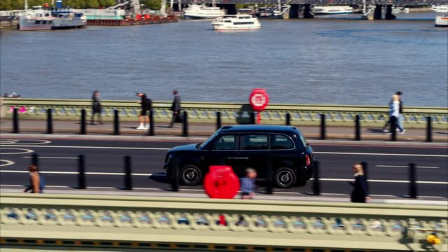 Aerial view of London taxi cab
