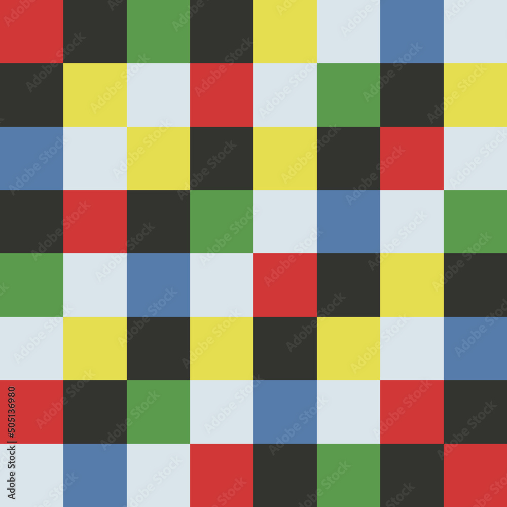 Aufkleber Checkered color pattern. Vector pattern canvas of colored squares.