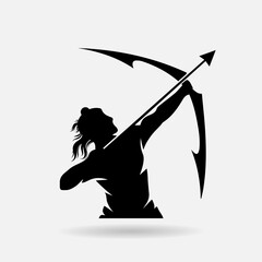 silhouette of man bow arrow vector illustration