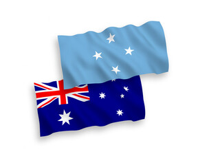 Obraz na płótnie Canvas Flags of Australia and Federated States of Micronesia on a white background