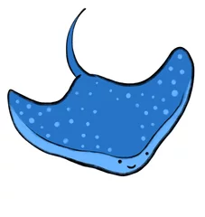  Manta ray marine under the sea animal cartoon hand drawn doodle illustration © glowonconcept
