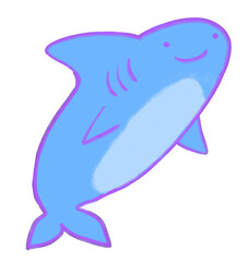 shark marine under the sea animal cartoon hand drawn doodle illustration