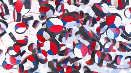 3D render Czech flag hockey pucks wallpaper