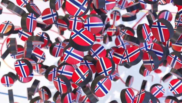 3D Render Norway Flag Hockey Pucks Wallpaper