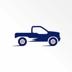 Double Cabin Trailer or pickup car truck with speed or move image graphic icon logo design abstract concept vector stock. Can be used as a symbol related to transportation or automotive