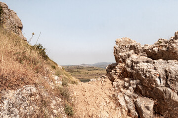 Nature  on Mount Arbel, located on the coast of Lake Kinneret - the Sea of Galilee, near the city of Tiberias, in northern Israel