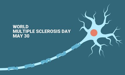 World Multiple Sclerosis Day banner, vector illustration of neuroprotective damage. - obrazy, fototapety, plakaty