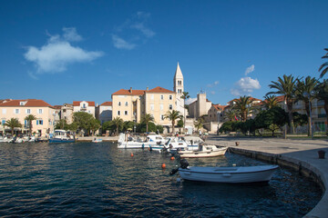 Cityscape of town Supetar in Brac island In Croatia on Adriatic sea