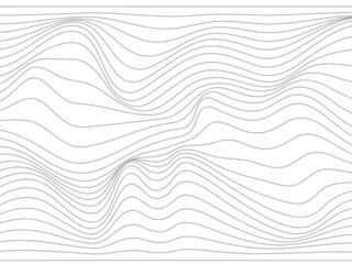 Horizontal warped lines.Gray lines made on the white background.