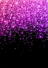 Pink violet sparkling scattered glitter flyer. Vector