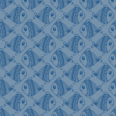 Seamless vector pattern with fish