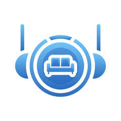 Obraz premium sofa astronaut logo gradient design template icon